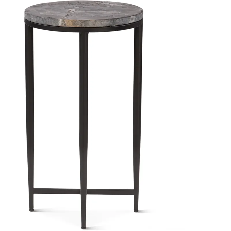 Calico 14" Side Table in Gray Septarian with Iron Base