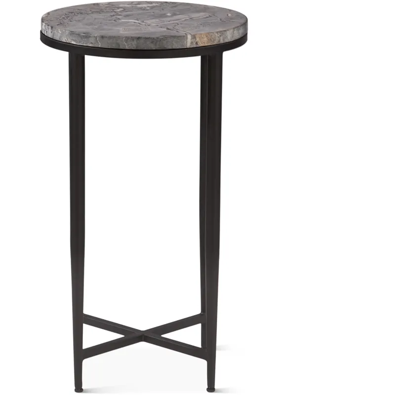 Calico 14" Side Table in Gray Septarian with Iron Base