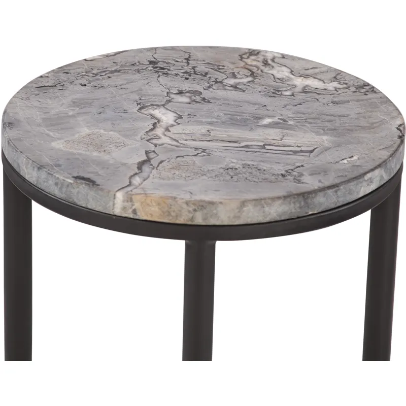 Calico 14" Side Table in Gray Septarian with Iron Base