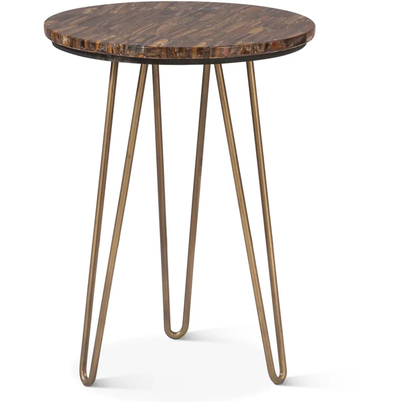 Calico 17" Side Table in Tiger Eye with Iron Base