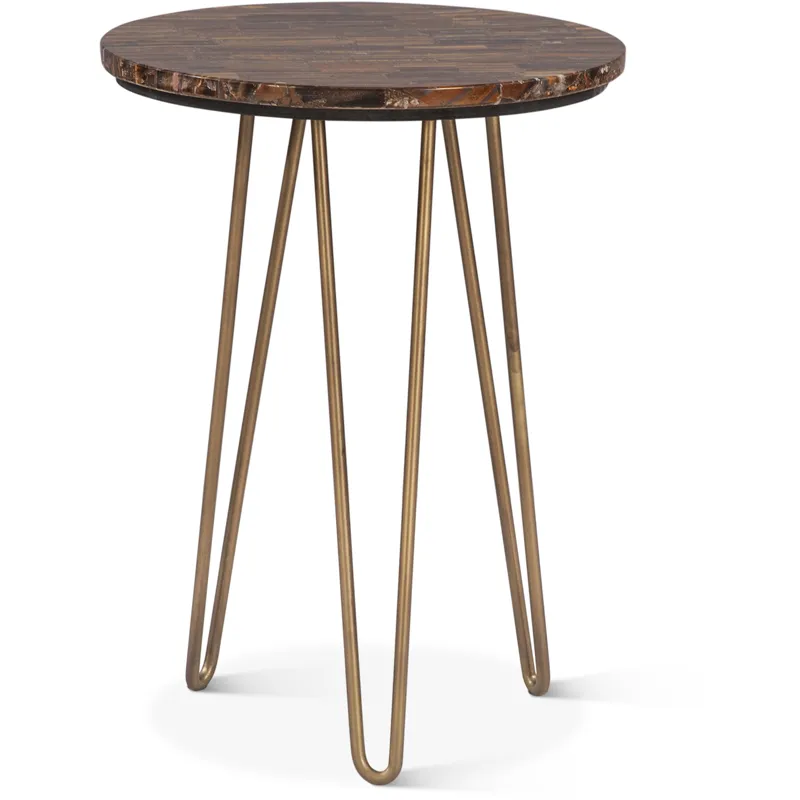 Calico 17" Side Table in Tiger Eye with Iron Base