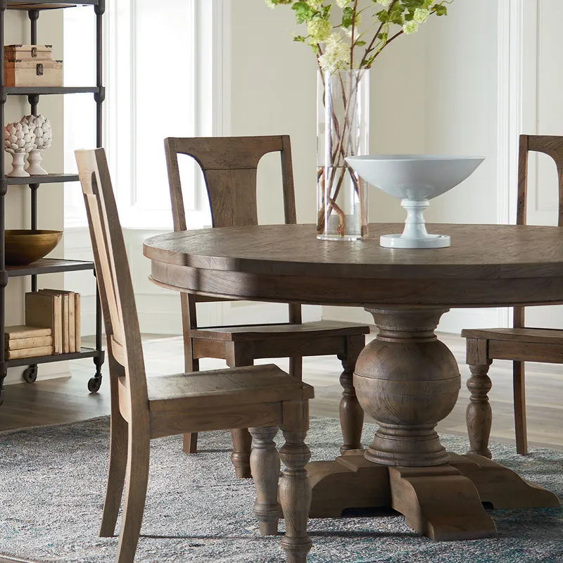 Colonial Plantation 48" Round Dining Table in Weathered Teak