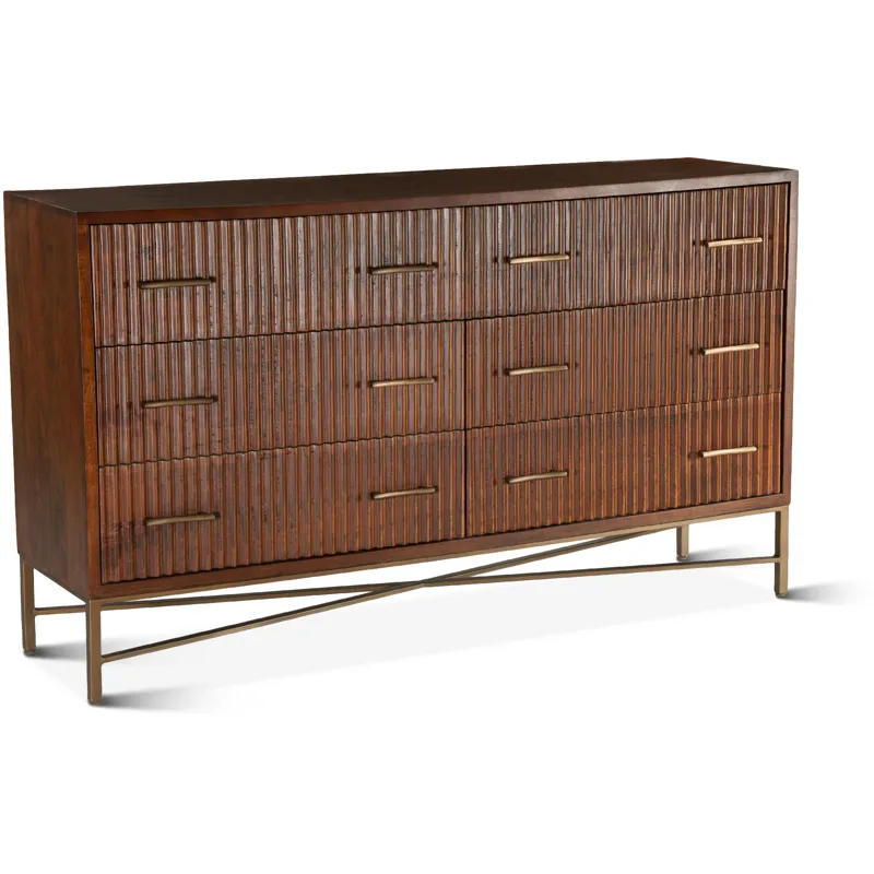 Cosmopolitan 69" Six Drawer Dresser in Honey Brown