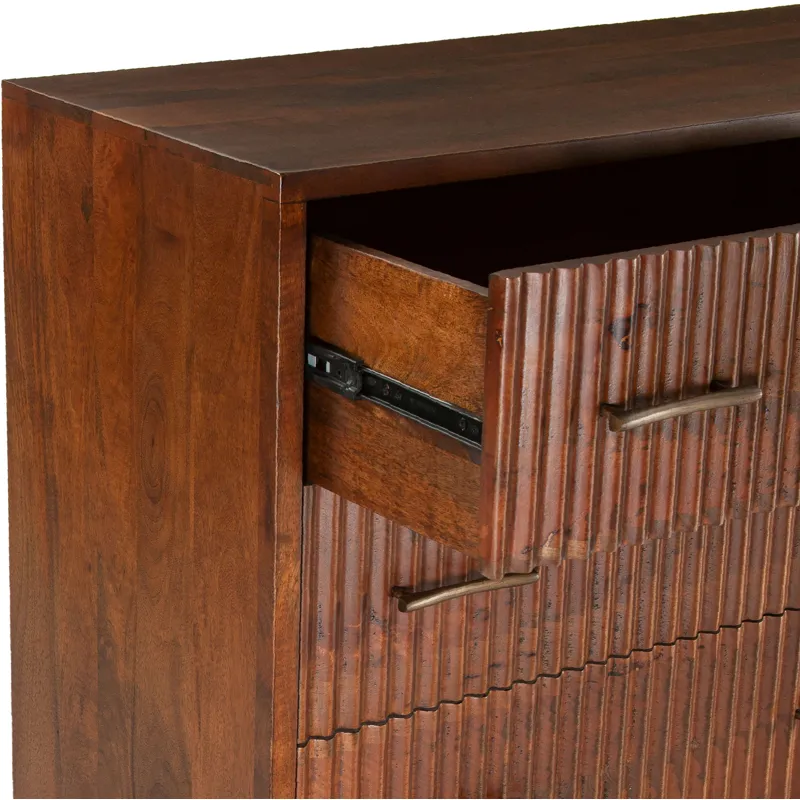 Cosmopolitan 69" Six Drawer Dresser in Honey Brown