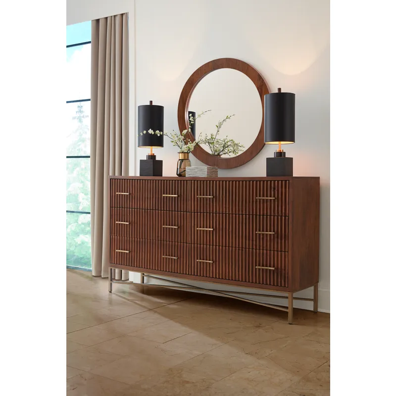 Cosmopolitan 69" Six Drawer Dresser in Honey Brown