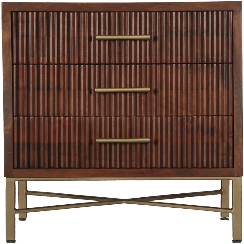 Cosmopolitan 26" Three Drawer Nightstand in Honey Brown