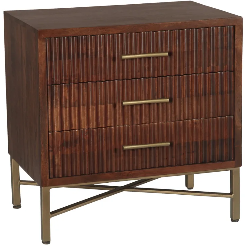 Cosmopolitan 26" Three Drawer Nightstand in Honey Brown