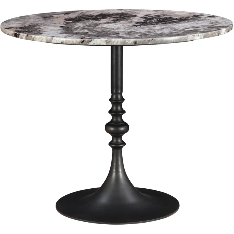 Dauphine 36" Round Bistro Table in Patagonia Marble with Black  Base