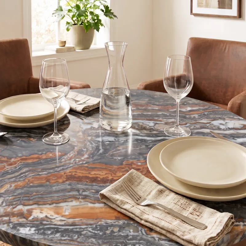 Dauphine 36" Round Bistro Table in Tronex Travertine with Antique Patina Base