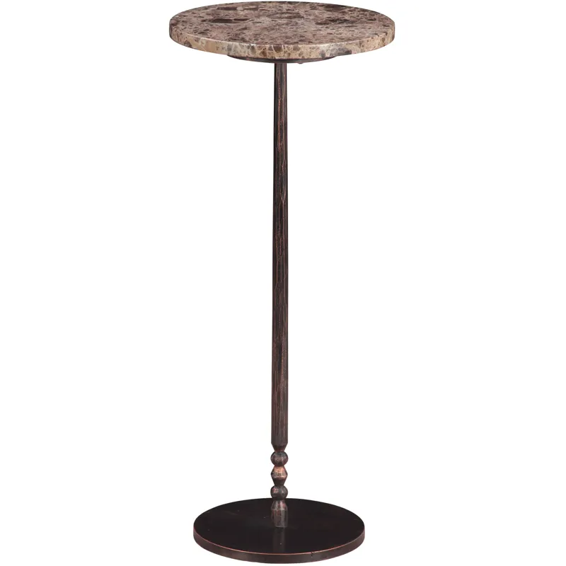 Detroit 10" Side Table in Dark Emperador Marble with Casted Base