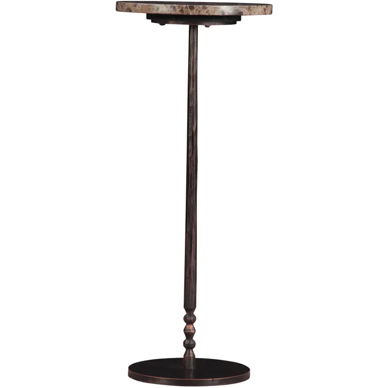 Detroit 10" Side Table in Dark Emperador Marble with Casted Base