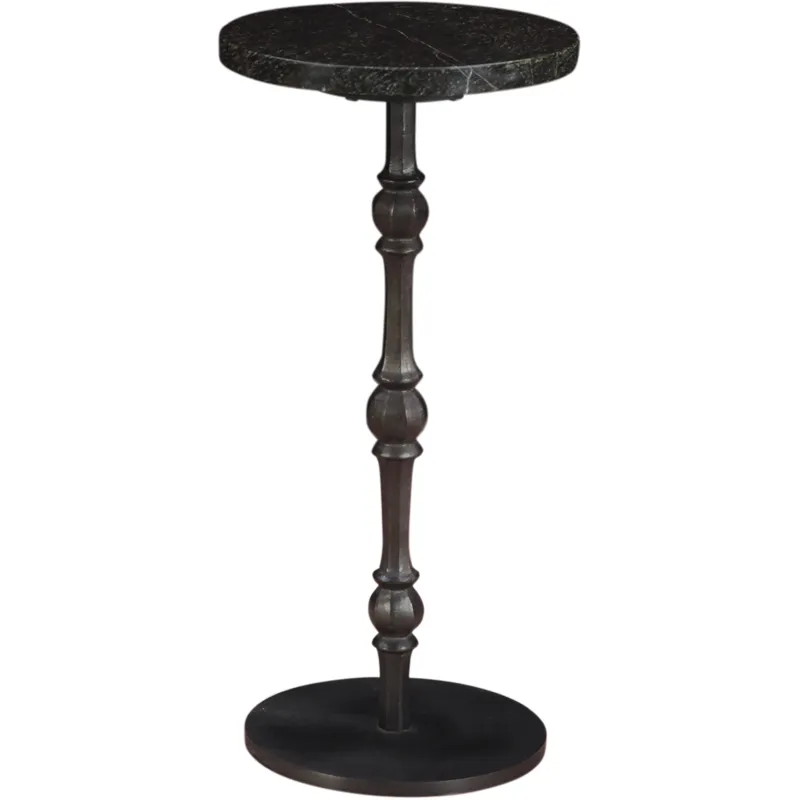 Detroit 10" Side Table in Green Marble with Casted Base