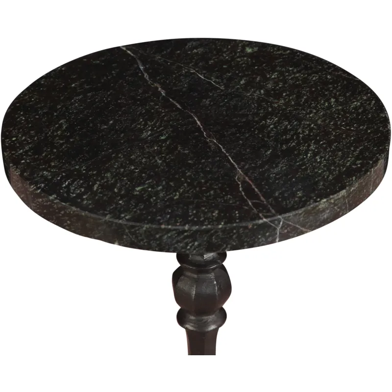 Detroit 10" Side Table in Green Marble with Casted Base