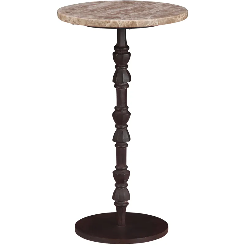 Detroit 12" Side Table in Light Emperador Marble with Casted Base