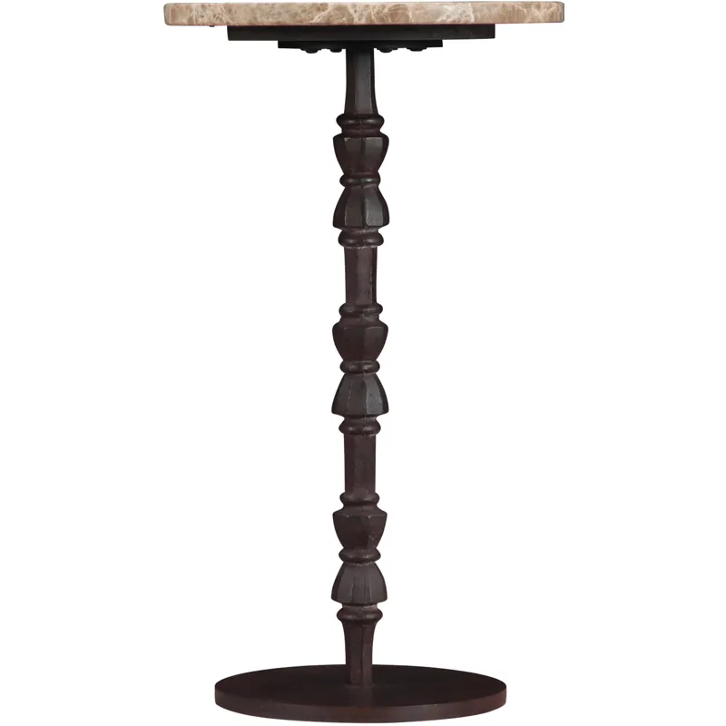 Detroit 12" Side Table in Light Emperador Marble with Casted Base