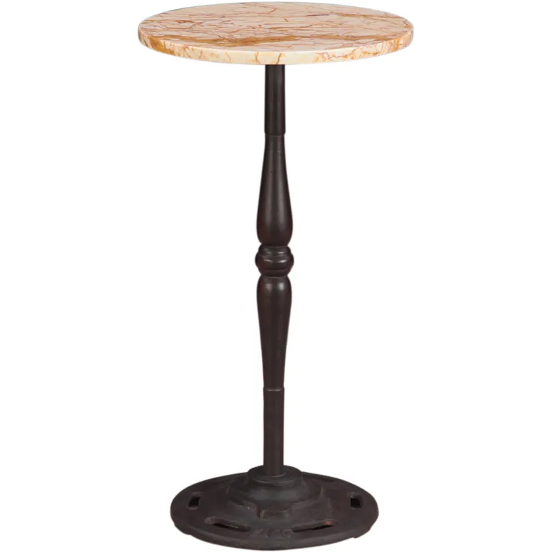 Detroit 12" Side Table in Retro Impulse Marble with Casted Base