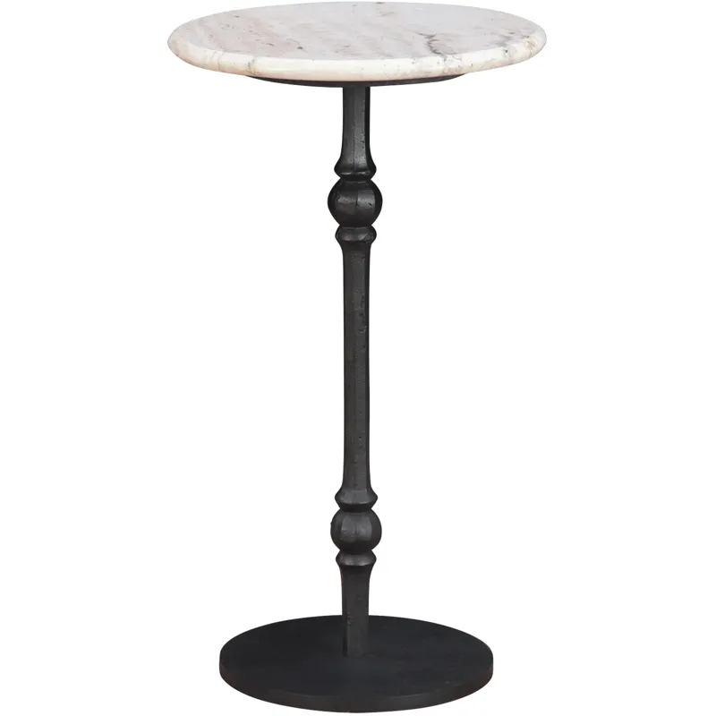 Detroit 12" Side Table in White Travertine with Casting Base