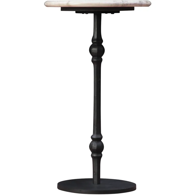 Detroit 12" Side Table in White Travertine with Casting Base