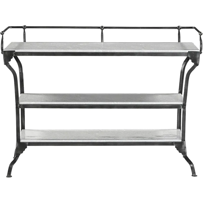 Downey 50" Console Table with White Marble and Black Metal Base