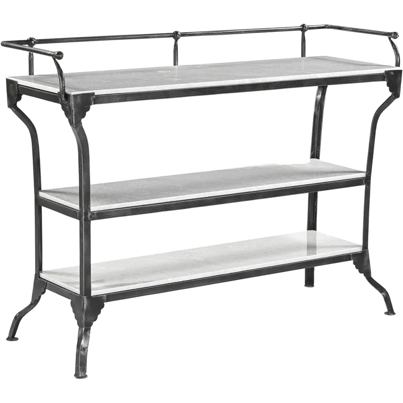 Downey 50" Console Table with White Marble and Black Metal Base