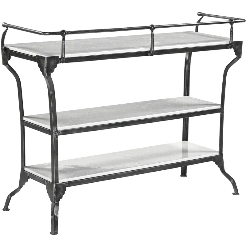 Downey 50" Console Table with White Marble and Black Metal Base