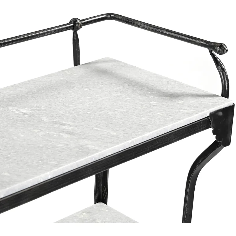 Downey 50" Console Table with White Marble and Black Metal Base