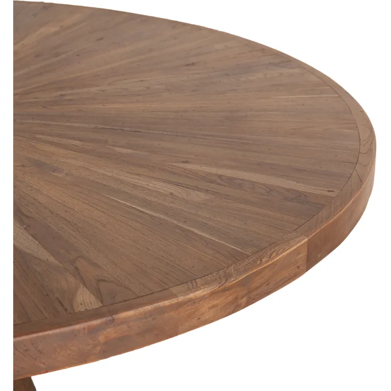Eiffel 48" Gathering Table in Antique Teakwood and Marble Round