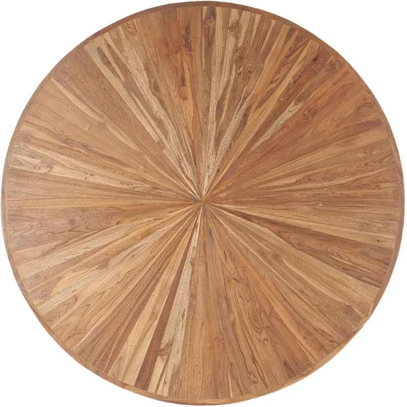 Eiffel 54" Round Dining in Antique Teakwood and Marble Round