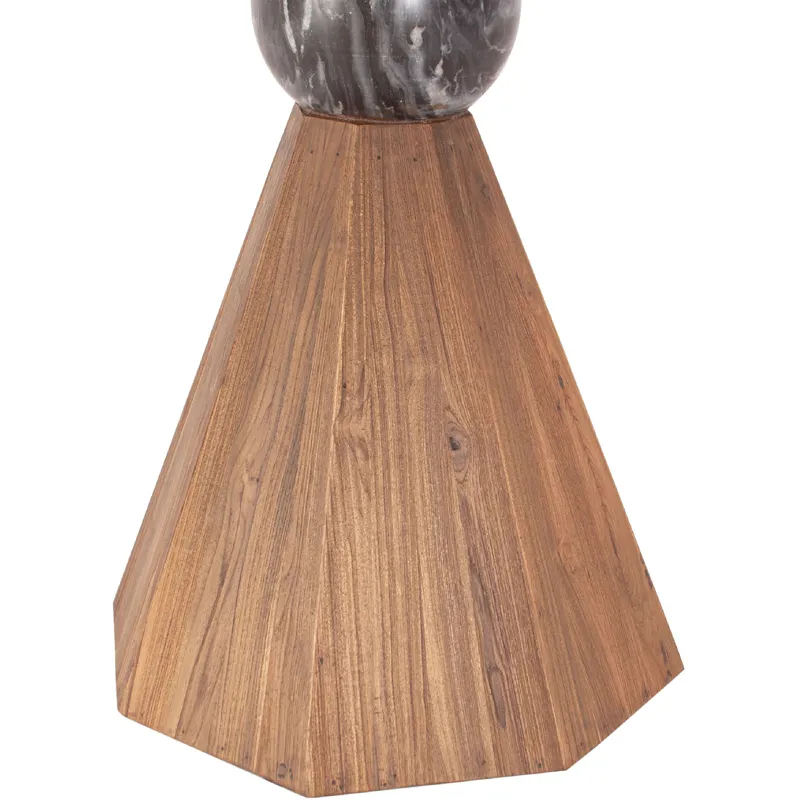 Eiffel 54" Round Dining in Antique Teakwood and Marble Round