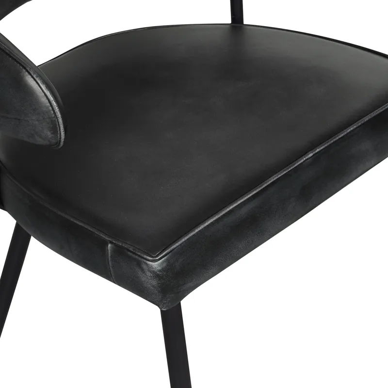 Essex Dover 23" Armchair in Weathered Black Leather