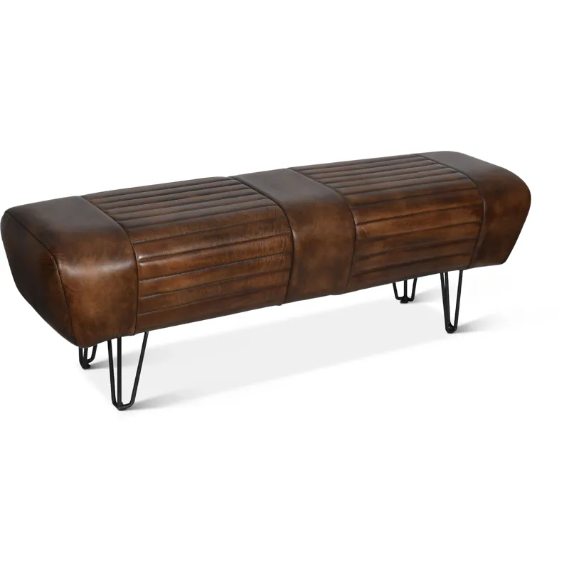 Essex Leeds 53" Bench in Antique Whiskey Leather