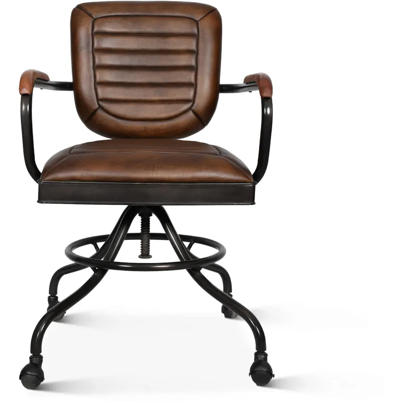 Essex Oden 24" Desk Chair in Antique Whiskey Top Grain Leather