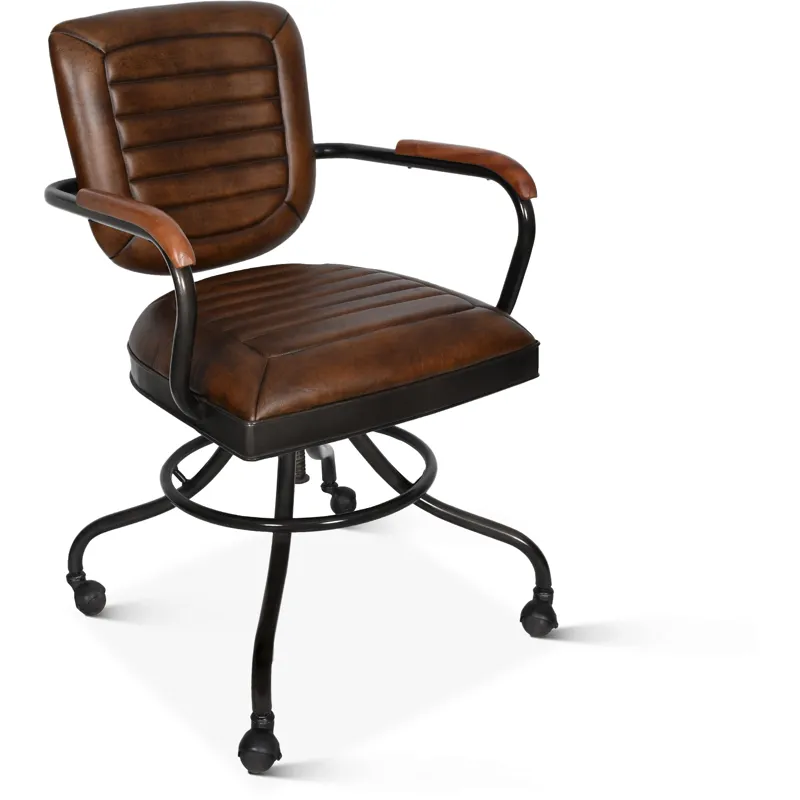 Essex Oden 24" Desk Chair in Antique Whiskey Top Grain Leather