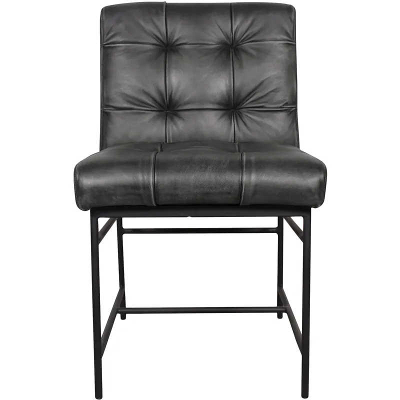 Essex Stockton 19" Dining Chair in Weathered Black Leather