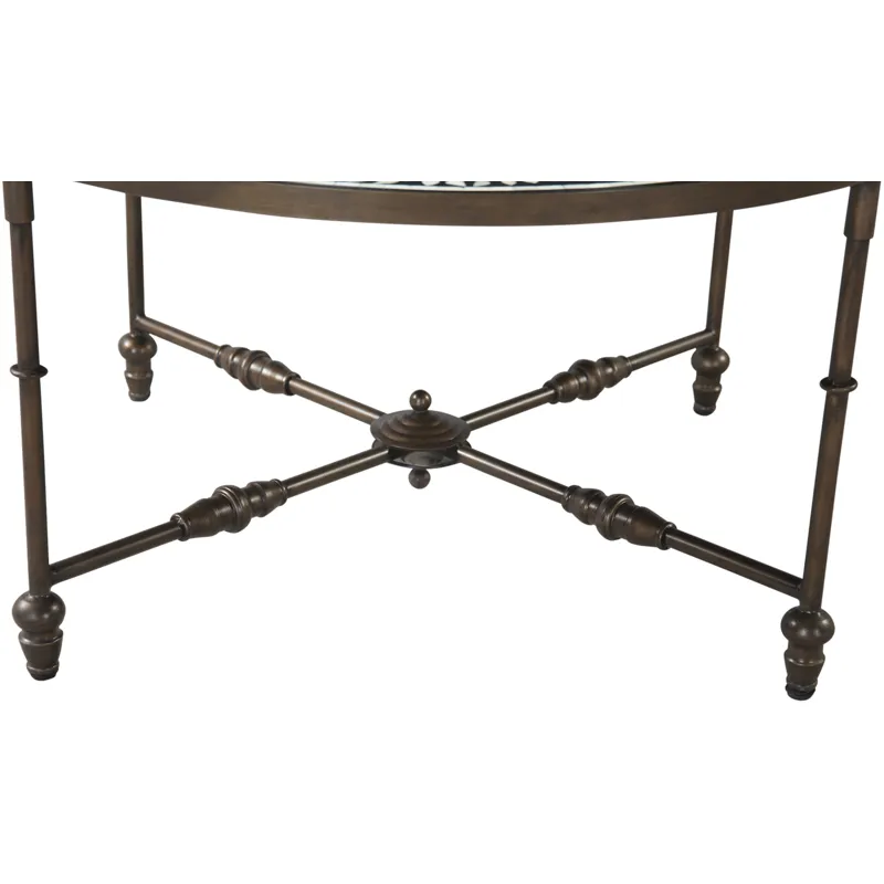 Fleur 40" Coffee Table with Floral Horn Inlay and Iron
