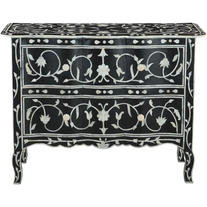Fleur 42" Two Drawer Chest with Floral Horn Inlay