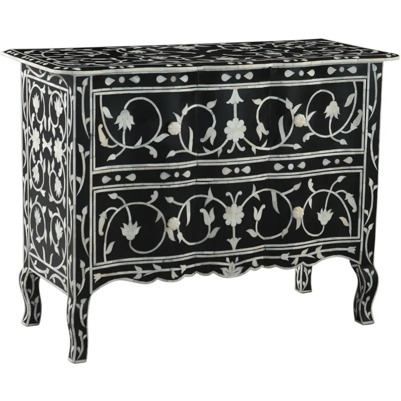 Fleur 42" Two Drawer Chest with Floral Horn Inlay