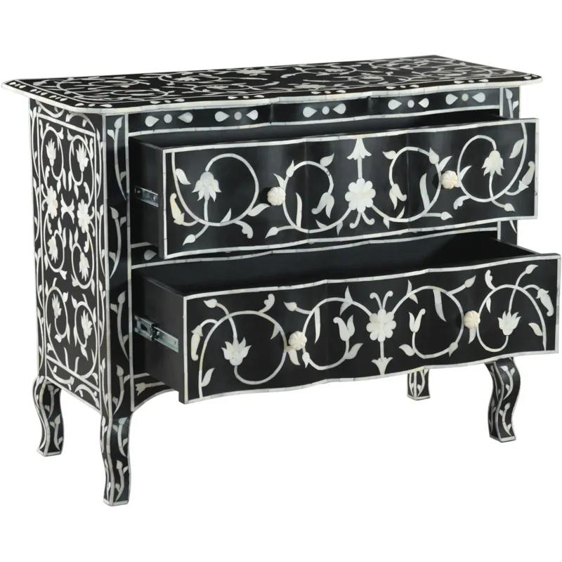 Fleur 42" Two Drawer Chest with Floral Horn Inlay