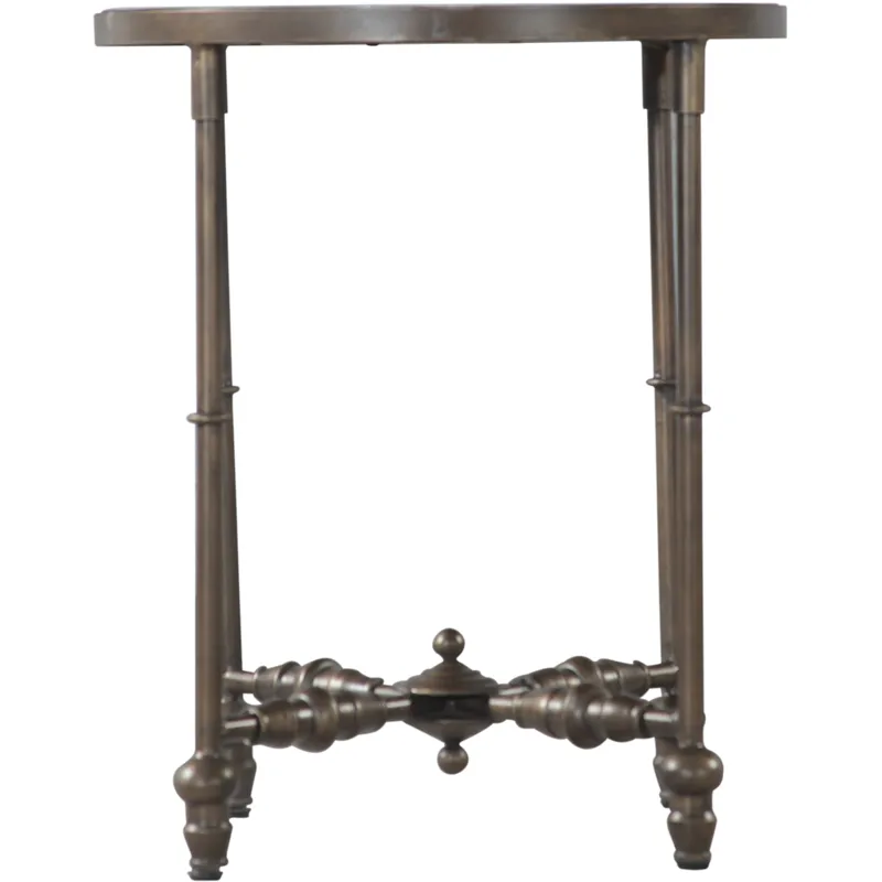 Fleur 20" Side Table with Floral Horn Inlay and Iron