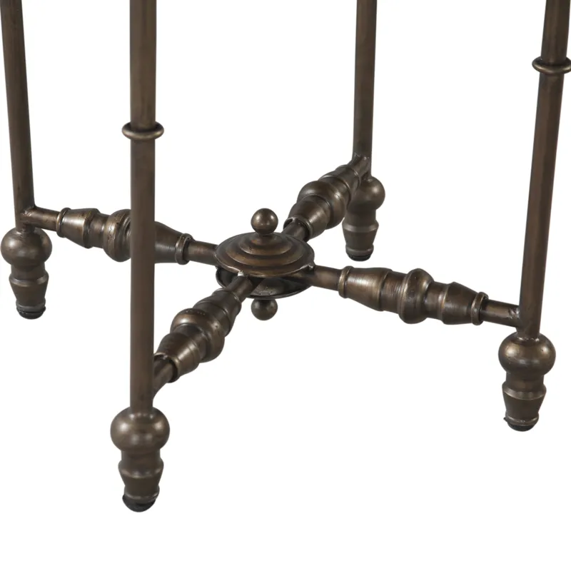 Fleur 20" Side Table with Floral Horn Inlay and Iron
