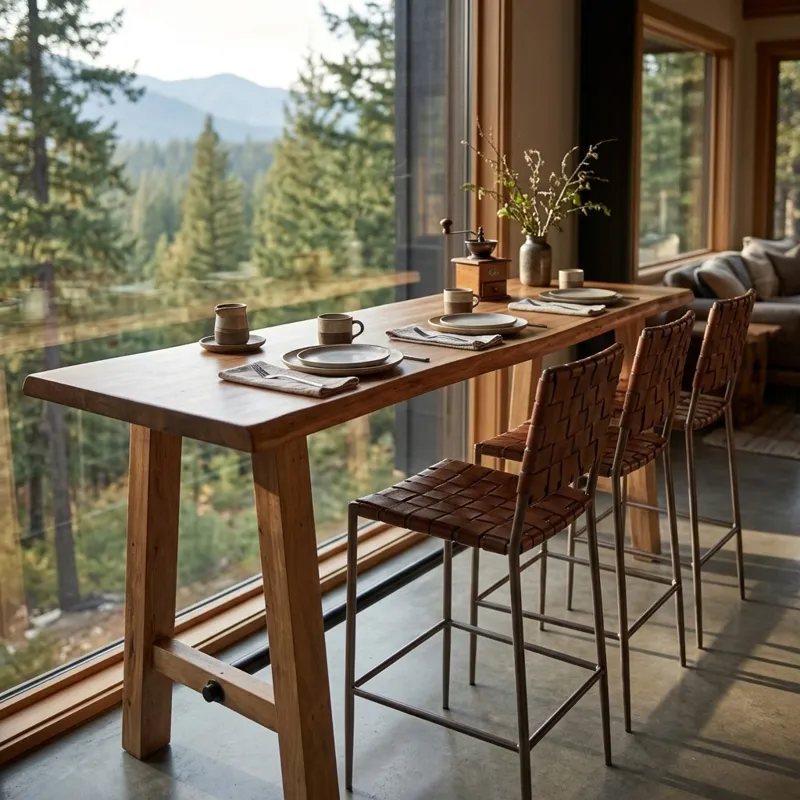 High Country 87" Bar Table in Natural Acacia