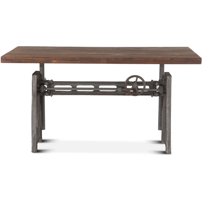 Industrial Loft 60" Adjustable Crank Office Desk in Gray Zinc