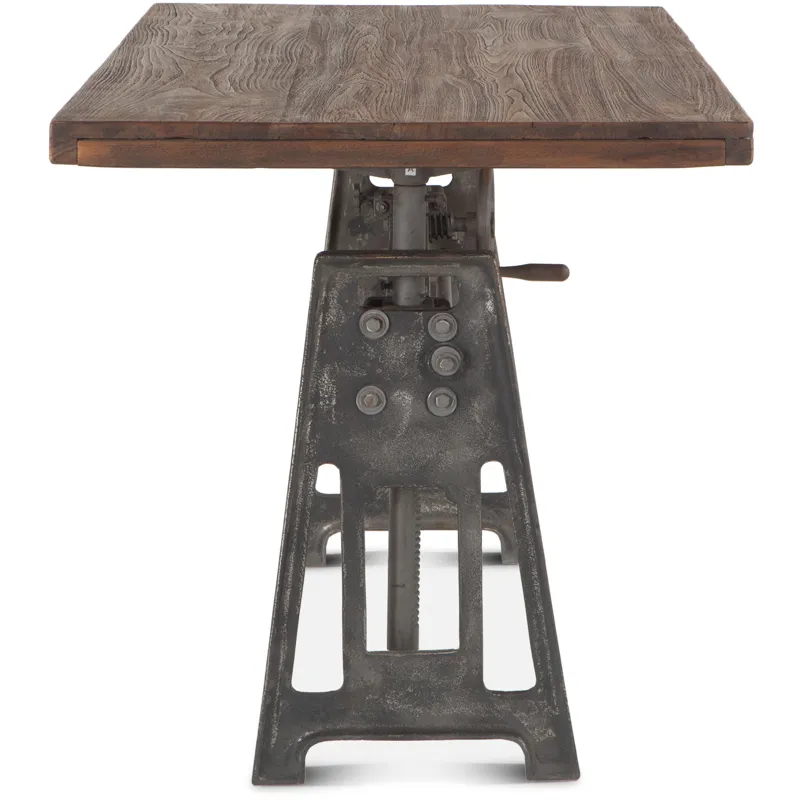 Industrial Loft 60" Adjustable Crank Office Desk in Gray Zinc