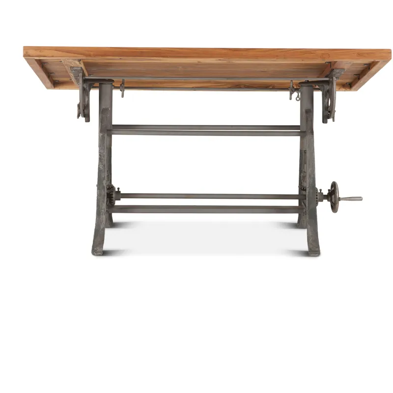 Industrial Loft 62" Adjustable Drafting Desk in Natural