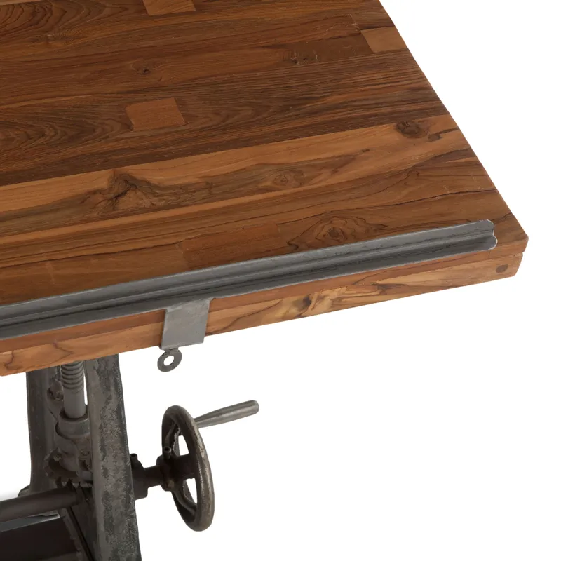 Industrial Loft 62" Adjustable Drafting Desk in Natural