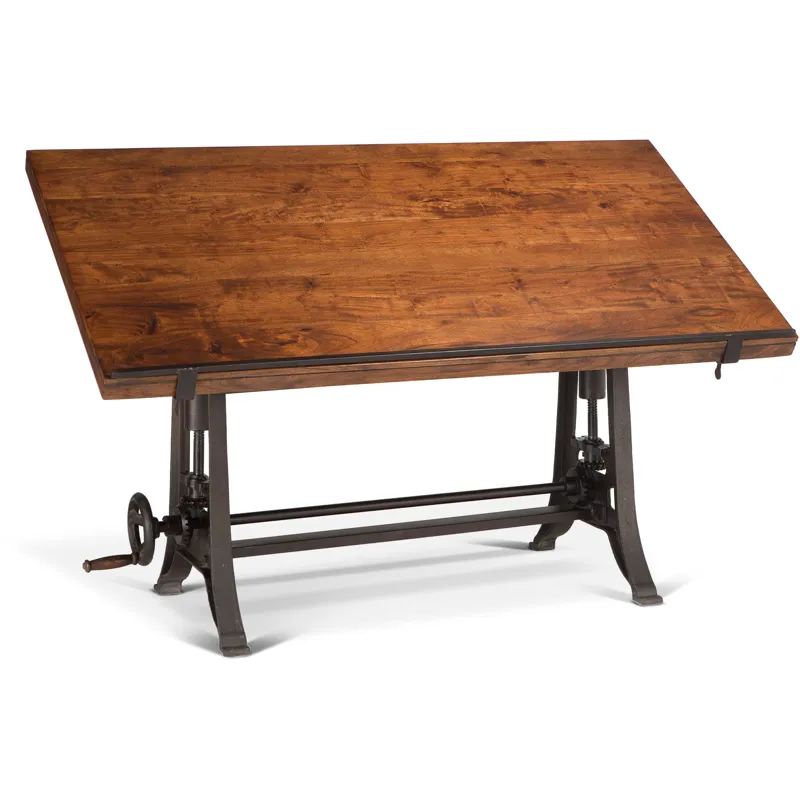 Industrial Loft 62" Adjustable Drafting Desk in Natural