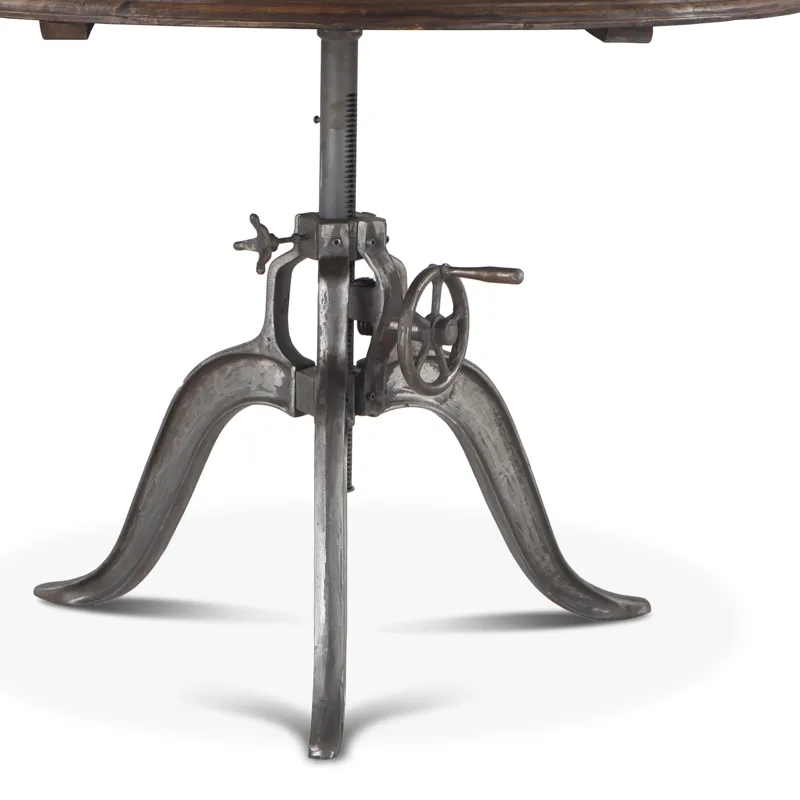 Industrial Loft 48" Adjustable Round Dining Table in Weathered Teak