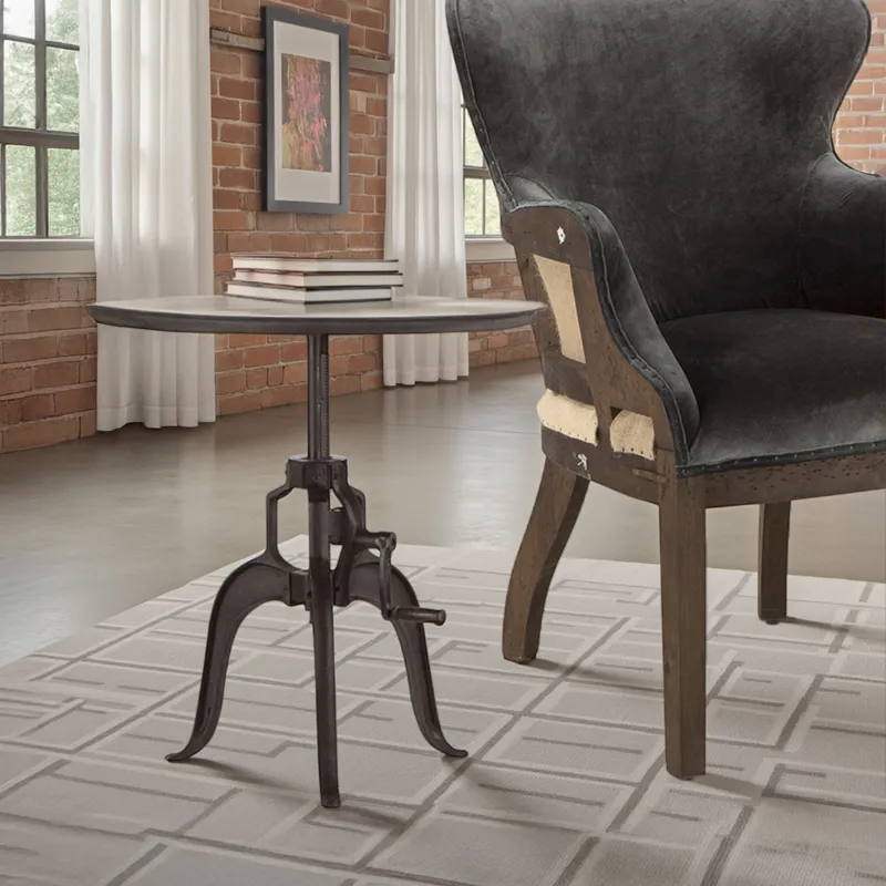Industrial Loft 24" Adjustable Side Table in Matte Black