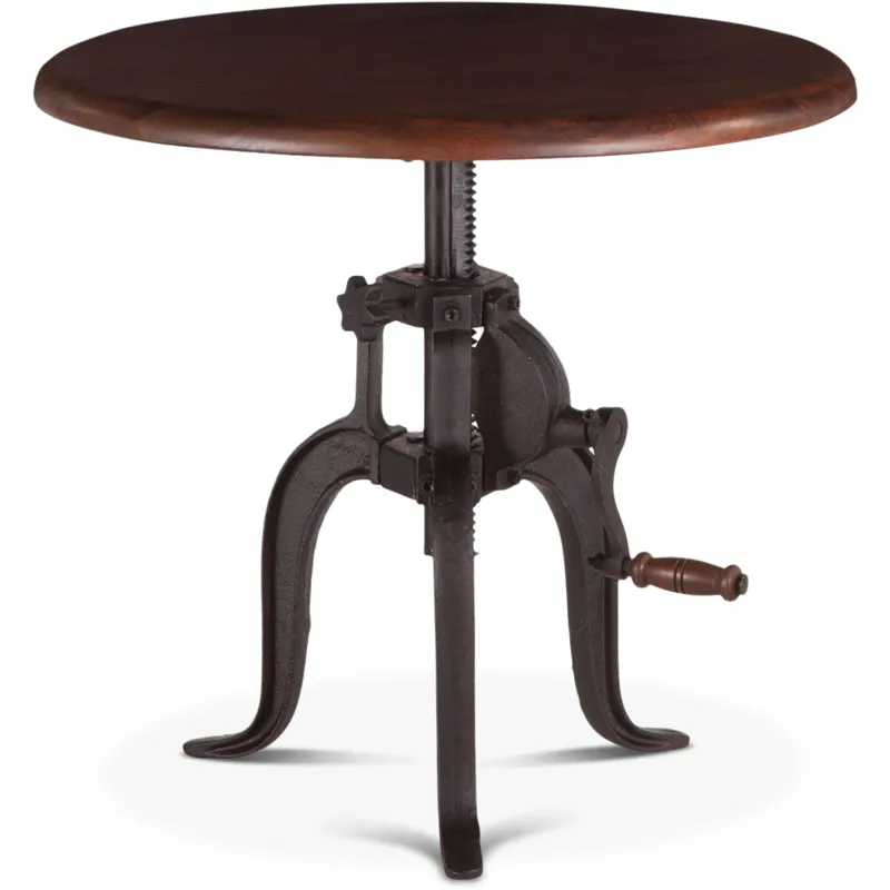 Industrial Loft 24" Adjustable Side Table in Walnut