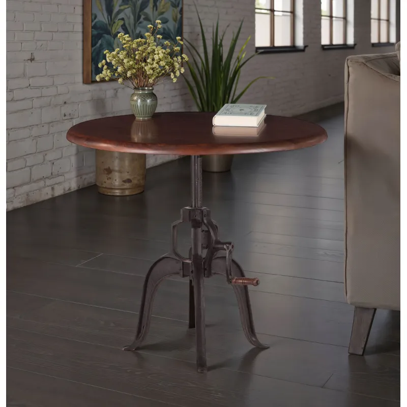 Industrial Loft 30" Adjustable Side Table in Walnut